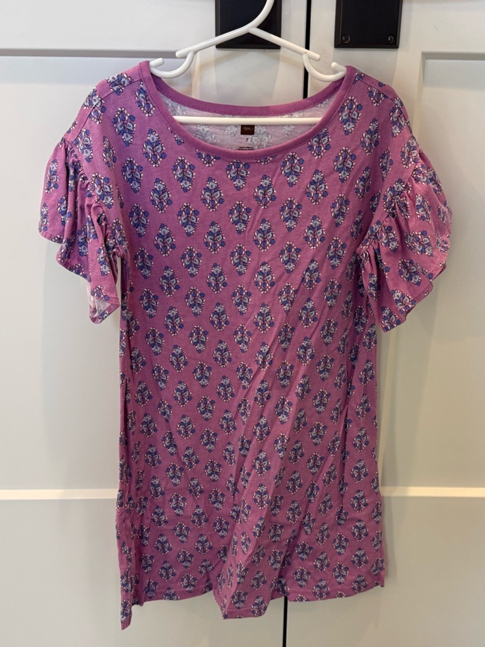 Tea Collection Girls’ Purple Floral Casual Girls’ Dress, Size 7